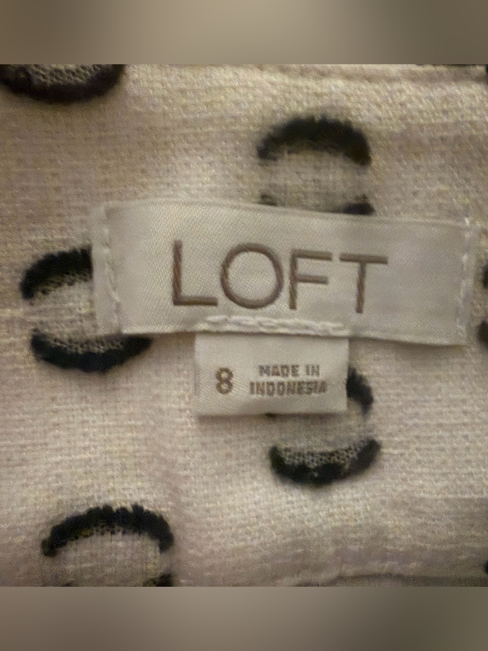LOFT Riviera Textured Clip Dot Chino Shorts White Black Size 8 - Picture 4 of 7